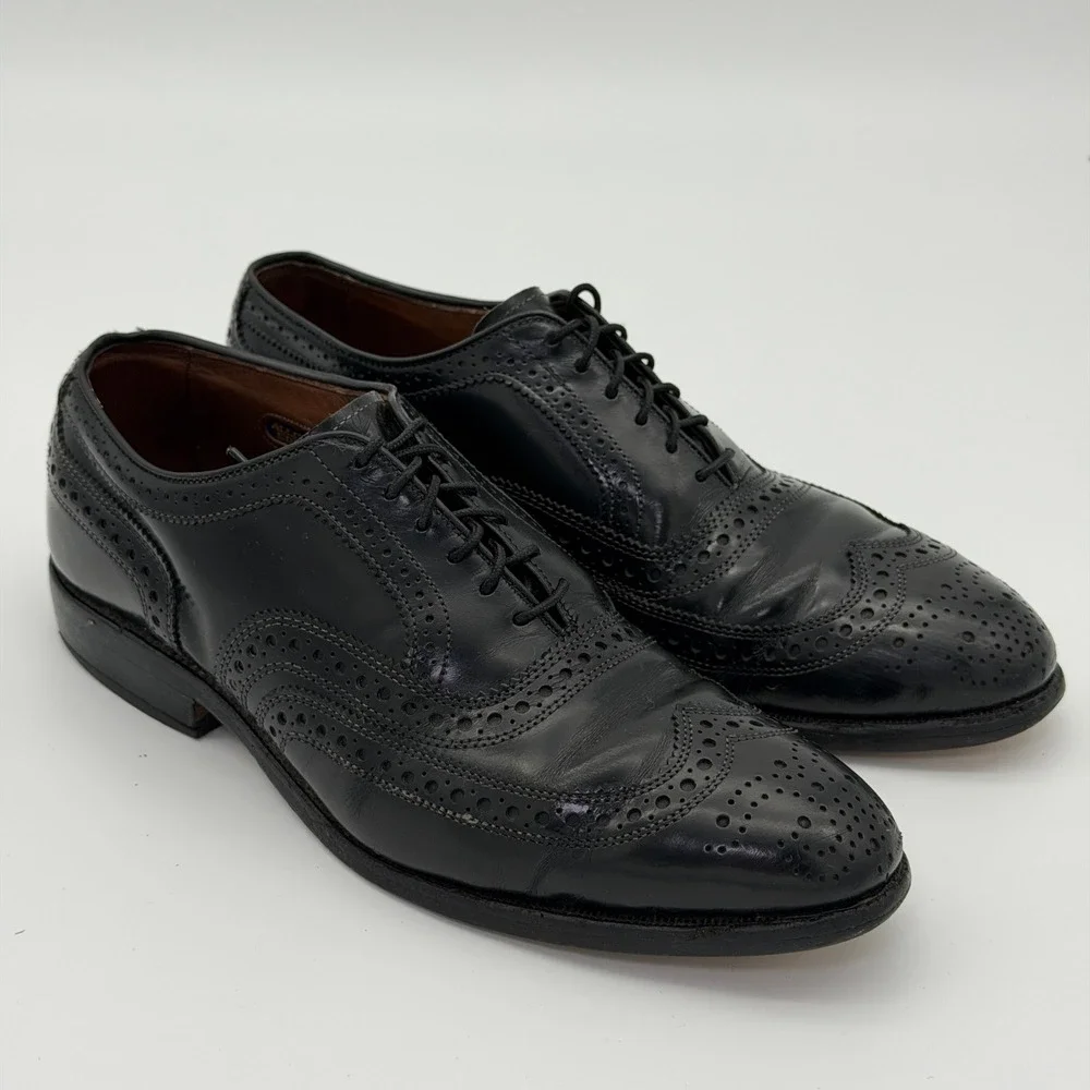 Allen Edmonds McAllister Black Leather Wingtip Oxford Shoes Mens 7 D‎ 6215